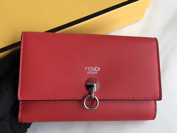 Fendi Slim Continental Wallet in Red Leather For Sale