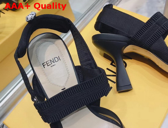 Fendi Slingbacks Colibri in Mesh and Black Leather Replica