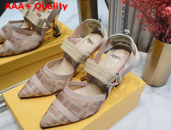 Fendi Slingbacks Colibri in Pink Mesh and Nude Leather Replica