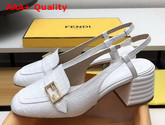 Fendi Slingbacks White Crocodile Print Leather Promenade Replica