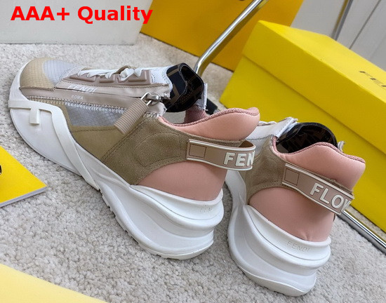 Fendi Slip On Sneakers with Stretch Laces Multicolor Tan Grey Pink Replica