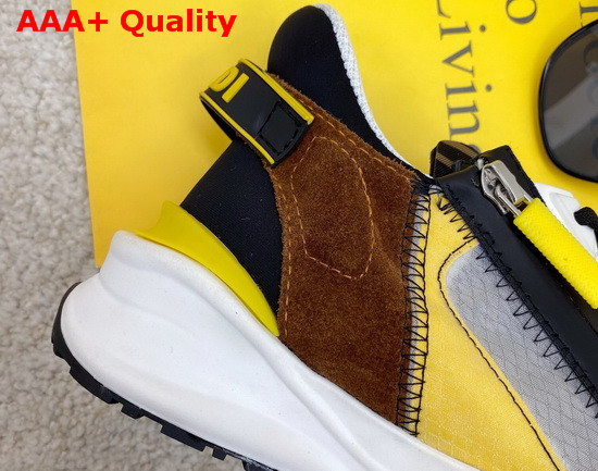 Fendi Slip On Sneakers with Stretch Laces Multicolor Yellow Grey Brown Replica