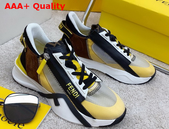 Fendi Slip On Sneakers with Stretch Laces Multicolor Yellow Grey Brown Replica