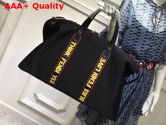 Fendi Slogan Holdall Black Nylon Replica