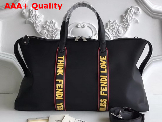 Fendi Slogan Holdall Black Nylon Replica