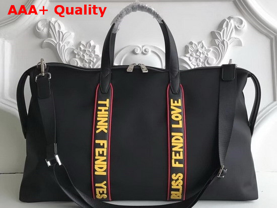 Fendi Slogan Holdall Black Nylon Replica