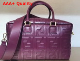 Fendi Small Boston Bag in Purple Lambskin with an All Over FF Motif Replica