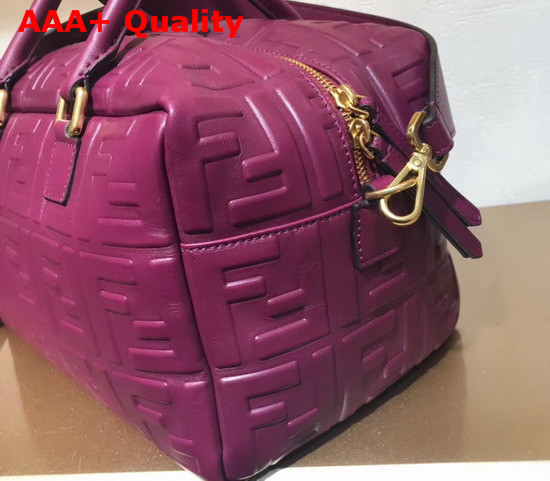 Fendi Small Boston Bag in Purple Lambskin with an All Over FF Motif Replica