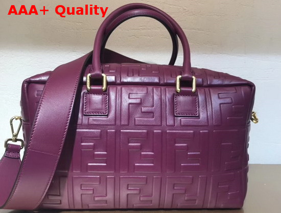 Fendi Small Boston Bag in Purple Lambskin with an All Over FF Motif Replica