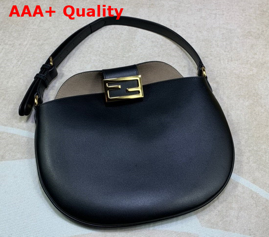 Fendi Small Croissant Black Leather Bag Replica