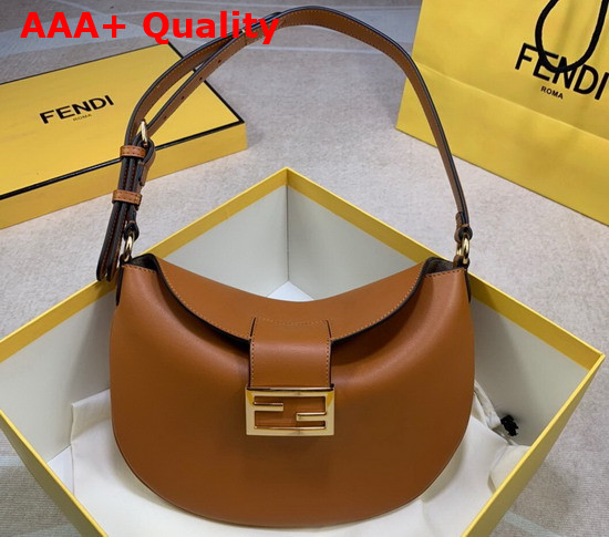 Fendi Small Croissant Brown Leather Bag Replica