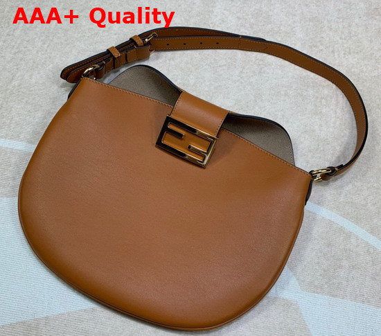 Fendi Small Croissant Brown Leather Bag Replica