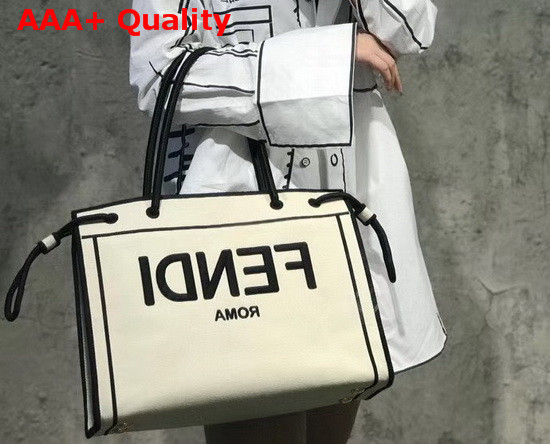 Fendi Small Fendi Roma Shopper Undyed Canvas Shopper Bag Replica