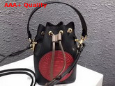 Fendi Small Mon Tresor Bucket Bag in Black with Fendi Stamp Patch Replica