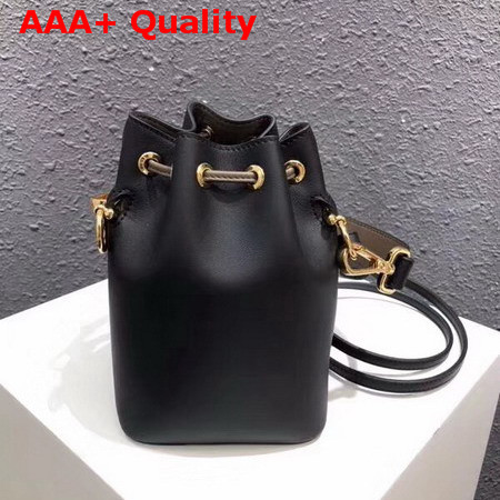 Fendi Small Mon Tresor Bucket Bag in Black with Fendi Stamp Patch Replica