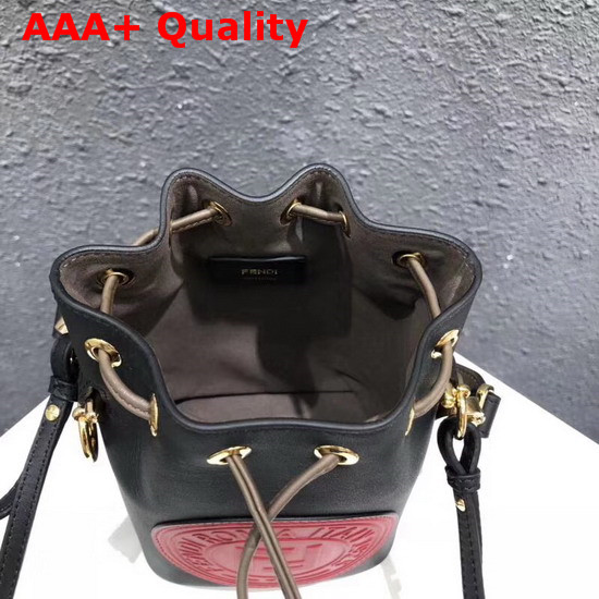 Fendi Small Mon Tresor Bucket Bag in Black with Fendi Stamp Patch Replica