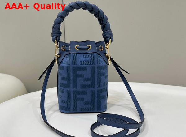 Fendi Small Mon Tresor Bucket Bag in Blue Canvas Replica