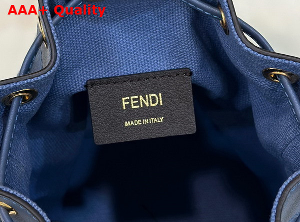 Fendi Small Mon Tresor Bucket Bag in Blue Canvas Replica