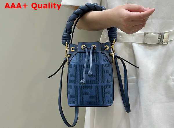 Fendi Small Mon Tresor Bucket Bag in Blue Canvas Replica