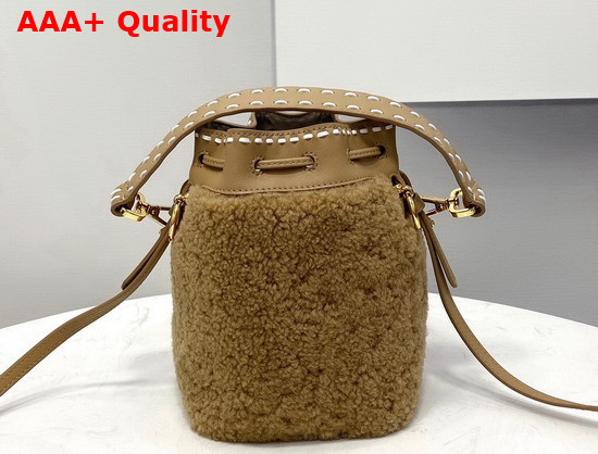 Fendi Small Mon Tresor Bucket Bag in Brown Sheepskin Replica