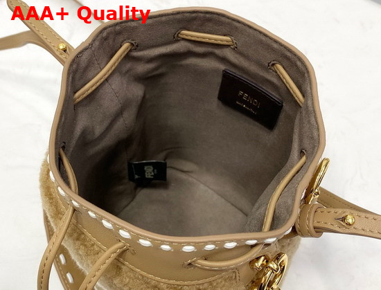 Fendi Small Mon Tresor Bucket Bag in Brown Sheepskin Replica