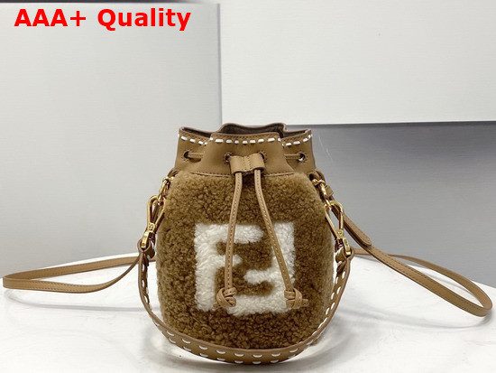 Fendi Small Mon Tresor Bucket Bag in Brown Sheepskin Replica