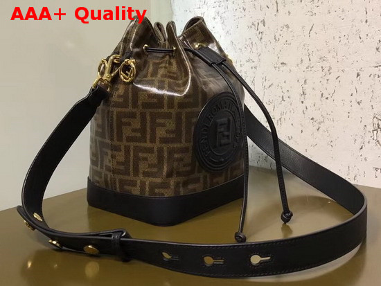 Fendi Small Mon Tresor Bucket Bag in Glazed Fabric with Fendi Stamp Patch Replica