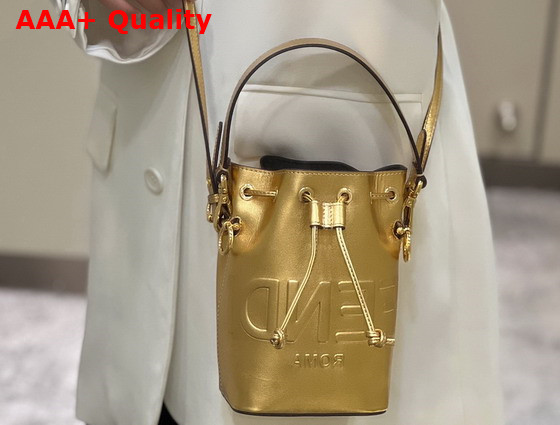 Fendi Small Mon Tresor Bucket Bag in Gold Leather Replica