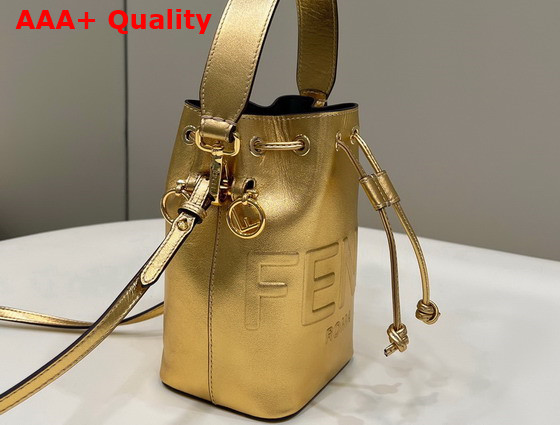 Fendi Small Mon Tresor Bucket Bag in Gold Leather Replica