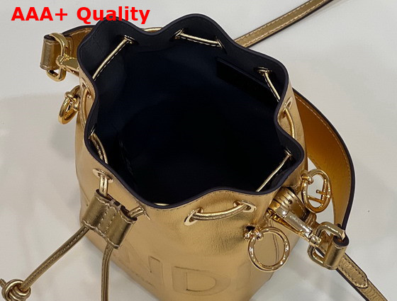 Fendi Small Mon Tresor Bucket Bag in Gold Leather Replica