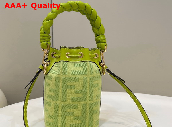 Fendi Small Mon Tresor Bucket Bag in Light Green Canvas Replica