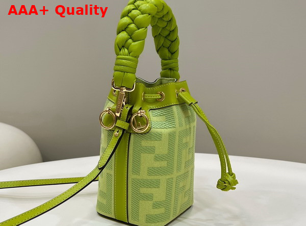 Fendi Small Mon Tresor Bucket Bag in Light Green Canvas Replica