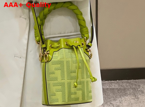 Fendi Small Mon Tresor Bucket Bag in Light Green Canvas Replica