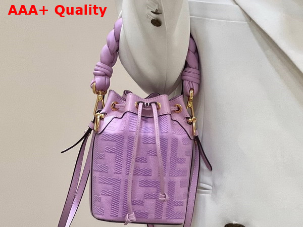 Fendi Small Mon Tresor Bucket Bag in Light Purple Canvas Replica