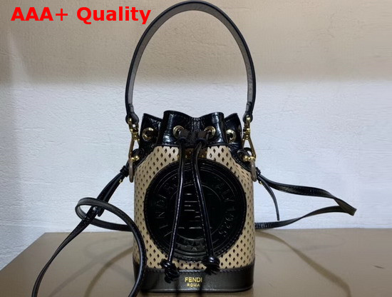 Fendi Small Mon Tresor Bucket Bag in Perforated Beige Calf Leather Replica