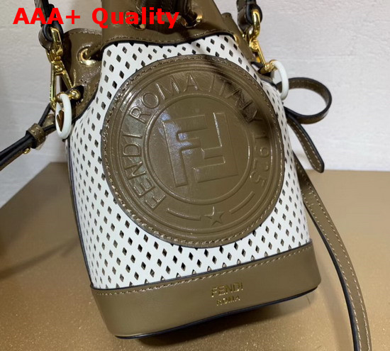 Fendi Small Mon Tresor Bucket Bag in Perforated White Calf Leather Replica