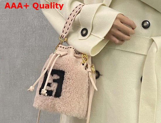 Fendi Small Mon Tresor Bucket Bag in Pink Sheepskin Replica