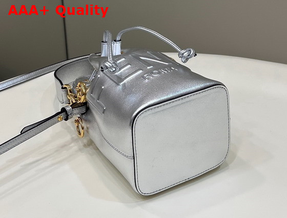 Fendi Small Mon Tresor Bucket Bag in Silver Leather Replica