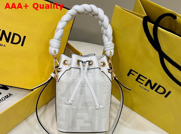 Fendi Small Mon Tresor Bucket Bag in White Canvas Replica