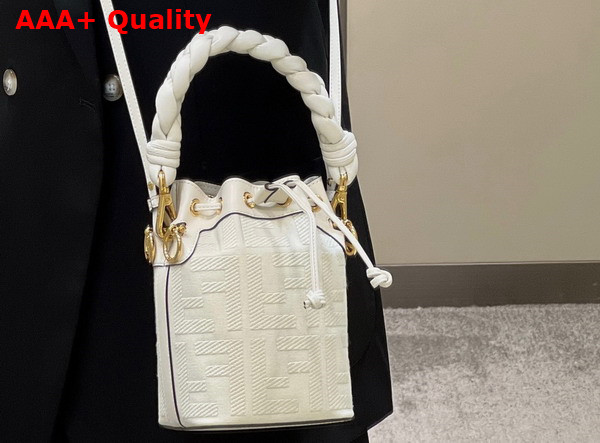 Fendi Small Mon Tresor Bucket Bag in White Canvas Replica