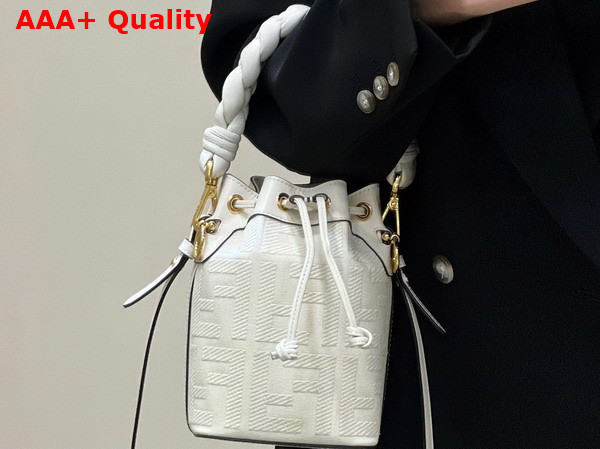 Fendi Small Mon Tresor Bucket Bag in White Canvas Replica