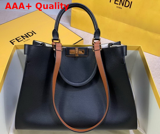 Fendi Small Peekaboo X Tote Black Leather Bag Replica