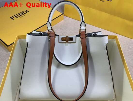 Fendi Small Peekaboo X Tote White Leather Bag Replica