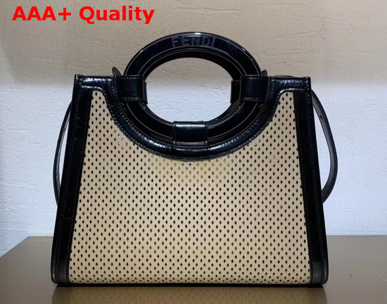 Fendi Small Runaway Shopper in Perforated Beige Calf Leather Replica