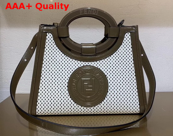 Fendi Small Runaway Shopper in Perforated White Calf Leather Replica