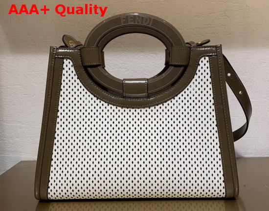 Fendi Small Runaway Shopper in Perforated White Calf Leather Replica