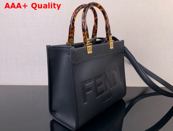 Fendi Small Sunshine Shopper Bag in Black Leather Replica