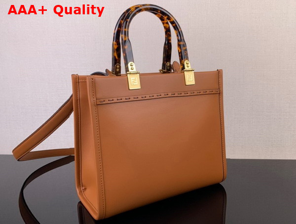 Fendi Small Sunshine Shopper Bag in Brown Leather Replica