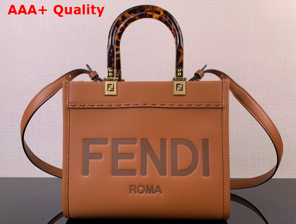 Fendi Small Sunshine Shopper Bag in Brown Leather Replica