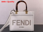 Fendi Small Sunshine Shopper Bag in White Leather Replica